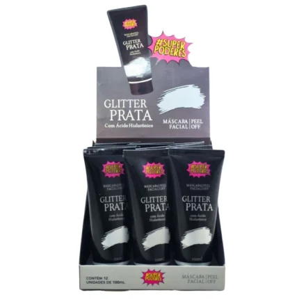 MÁSCARA PEEL GLITTER PRATA C/12 SP PODERES