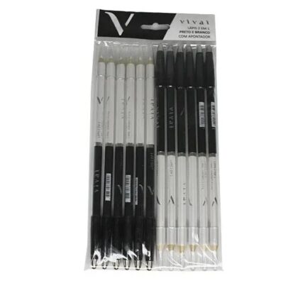 LÁPIS DUAS PONTAS BRANCO E PRETO C/12 VIVAI